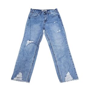 Rock&Roll Denim Womens High Rise Straight Cropped  Jeans Size 27 X 25 Distressed